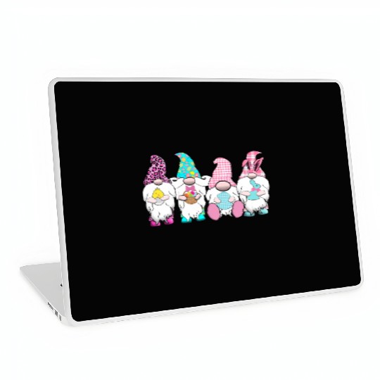 4 Easter Gnomes Pastel Spring Bunny Ears Gingham R Laptop Skins