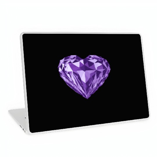 Glossy purple diamond heart Laptop Skins