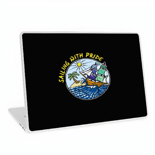 LGBTQ Sailing Ship with Gay Flag, Family Vacation Laptop Skins