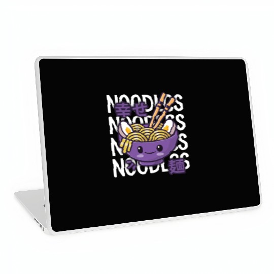 Kawaii Ramen Noodle Bowl Noodles Purple Laptop Skins