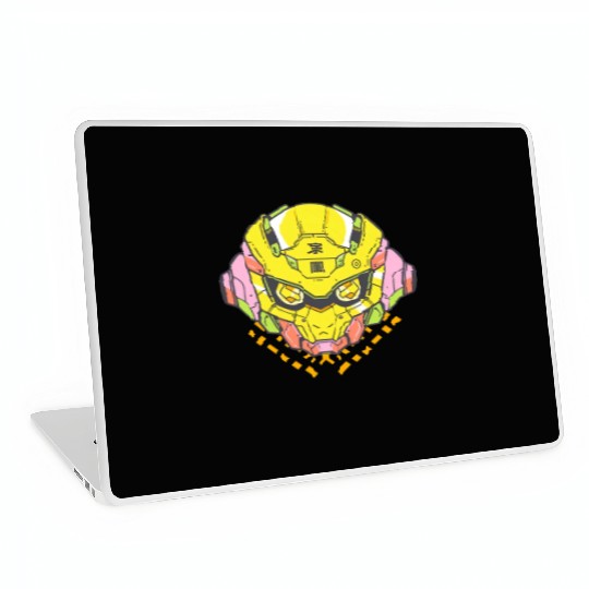 Yellow Anime Robot Head Laptop Skins