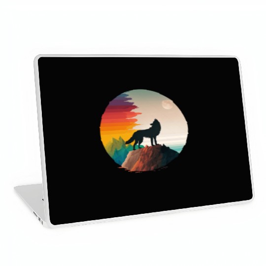 LGBTQIA+ Majestic wolf on the mountain top Laptop Skins