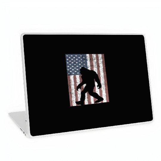 Bigfoot Sasquatch American Flag USA Laptop Skins