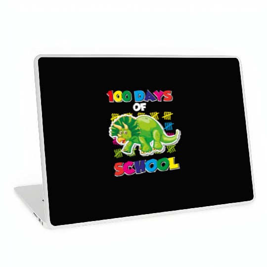 100 days of school green triceratops Laptop Skins