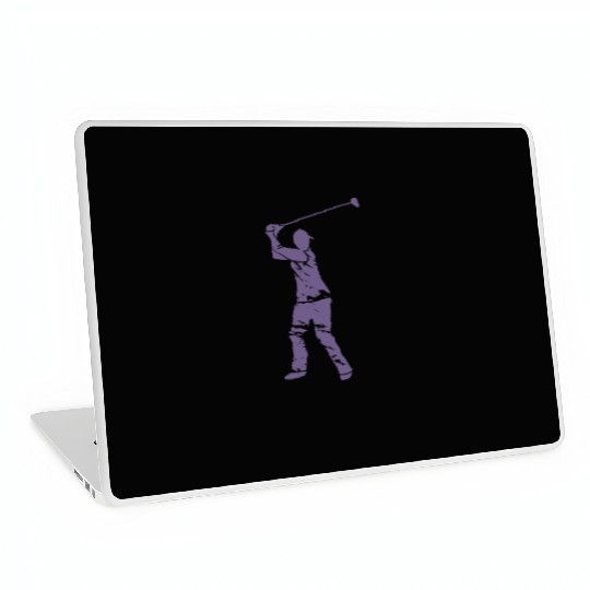 Golf Golfer Silhouette - White Grunge Design Laptop Skins