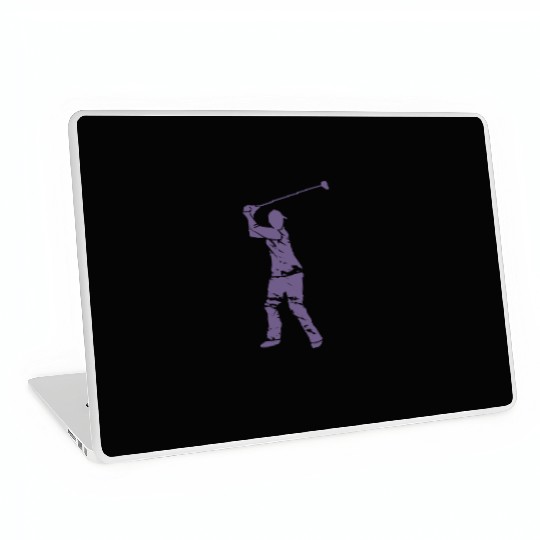 Golf Golfer Silhouette - White Grunge Design Laptop Skins