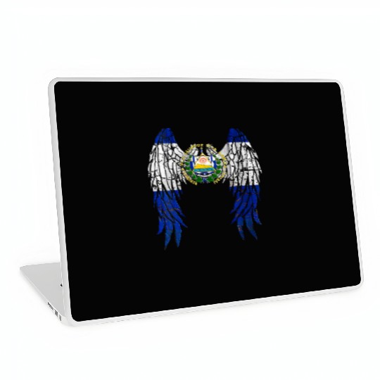 El Salvadorian Flag Angel Wings Jesus Christian El Laptop Skins