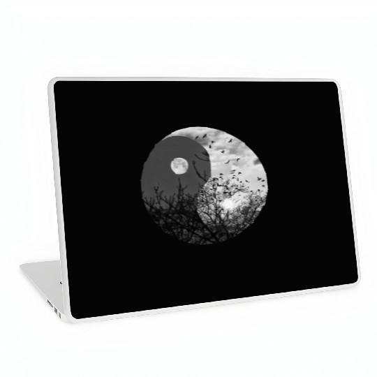 Yin and Yang of Moon and Sun in Black and White Laptop Skins