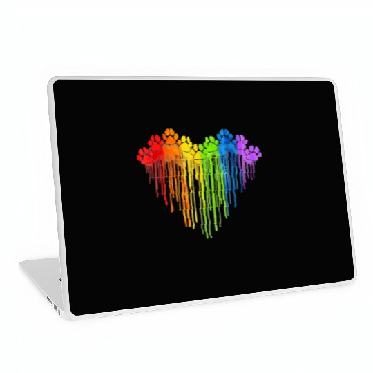 Dog Paws Rainbow Heart Dog Lover Gay Pride LGBT Laptop Skins