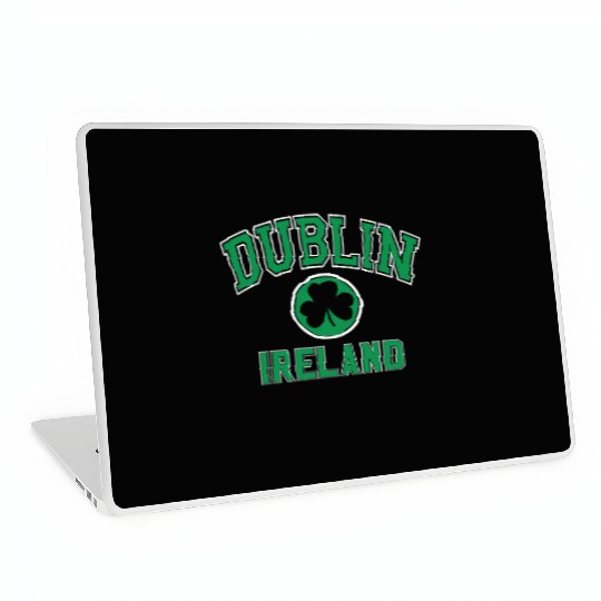 Dublin Varsity Style Shamrock Green Print Laptop Skins