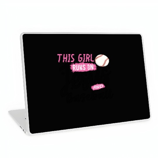 This Girl Runs On Jesus and baseball Laptop Skins