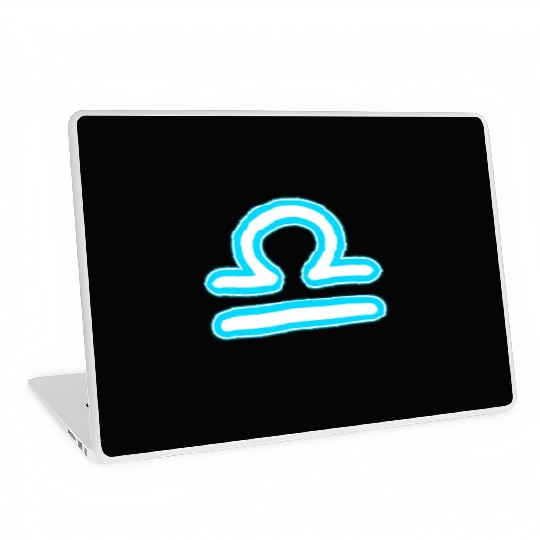 Libra Zodiac Sign Neon Blue Laptop Skins