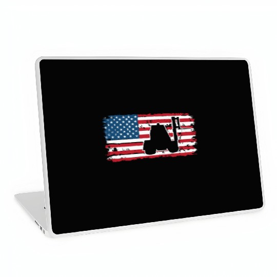 Forklift Driver Usa Flag Laptop Skins