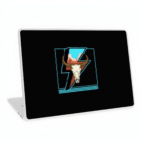 Cowboy Laptop Skins, Lightning Cow Skull Dessert Cactus