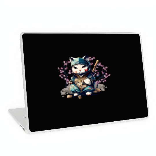 Samurai Cat Anime Kawaii Japanese Style Laptop Skins