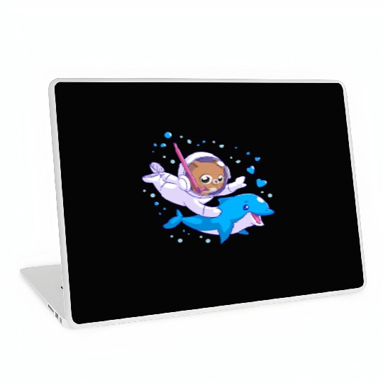 Undersea cat and dolphin Laptop Skins