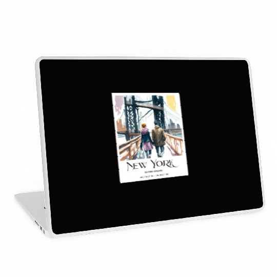 Watercolor painting loving couple in New York City Laptop Skins