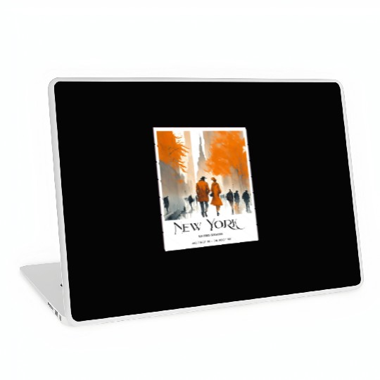 Watercolor painting loving couple in New York City Laptop Skins