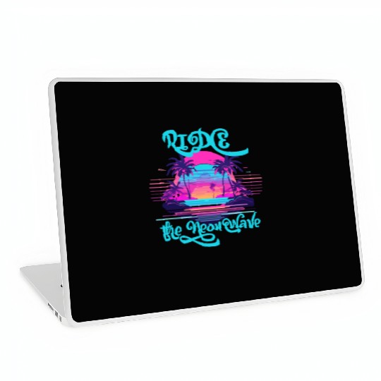 Neon Wave Dreams Ride the 80s Nostalgia Laptop Skins