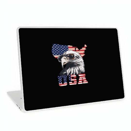 gift idea bald eagle american flag Laptop Skins