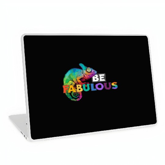 Be fabulous! with rainbow colored chameleon Laptop Skins
