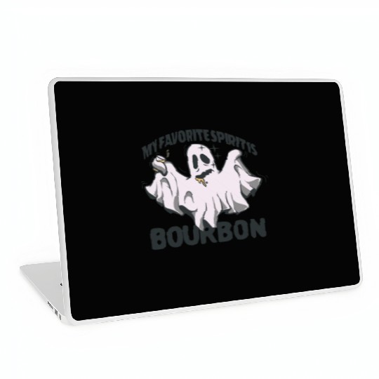 My Favorite Spirit Is Bourbon Halloween Ghost Laptop Skins