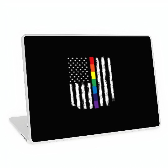 LGBTQ Rainbow USA America Flag Gift Idea Laptop Skins