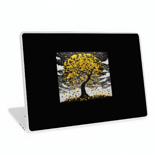 black tree and Wonderful yellow foliage Laptop Skins