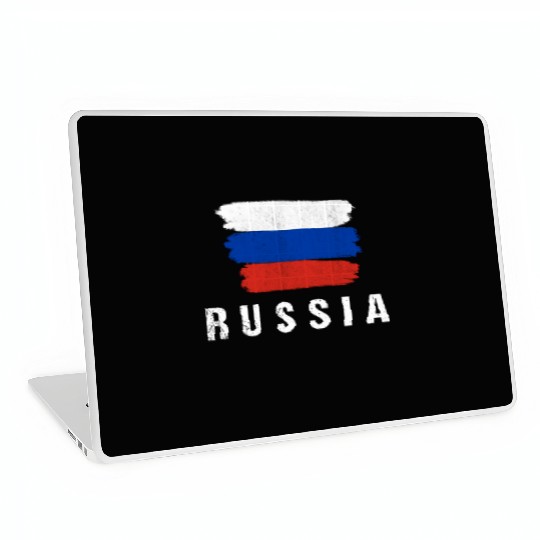 Painted Russia Flag Russian Flag Fan Laptop Skins