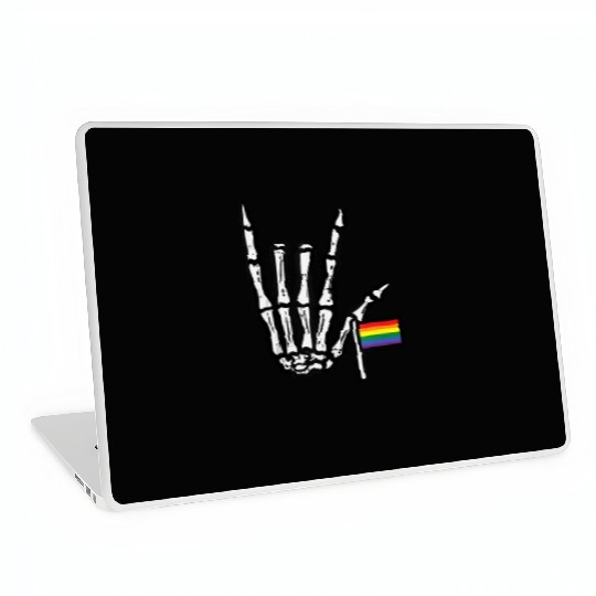 Gay Flag I Love You Hand Skeleton Rainbow Pride Laptop Skins