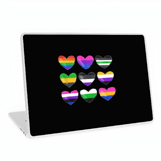 Lesbian And Gay Flag LGBTQ LGBT Rainbow Heart Laptop Skins
