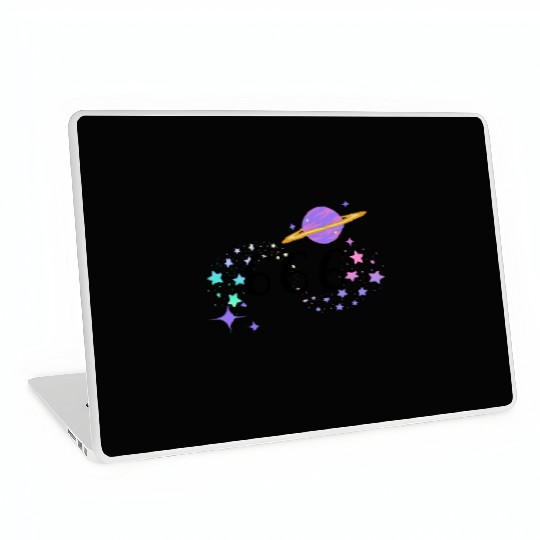 Angel Numbers 666 Purple Saturn with Stars Laptop Skins