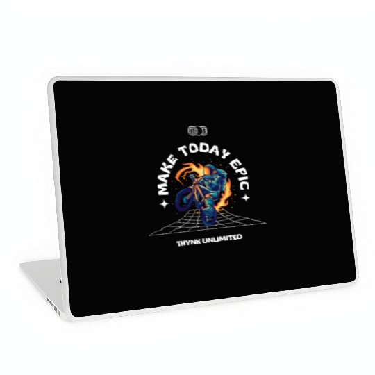 Black Illustrative Skateboard Laptop Skins 2
