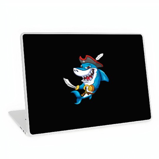 Cool Shark Pirate Decor Lazy Halloween Laptop Skins