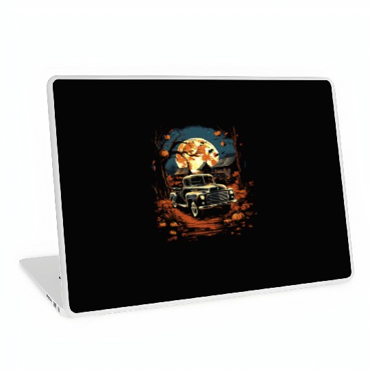 Creepy Old Truck Halloween Haunted Classic Truck Laptop Skins