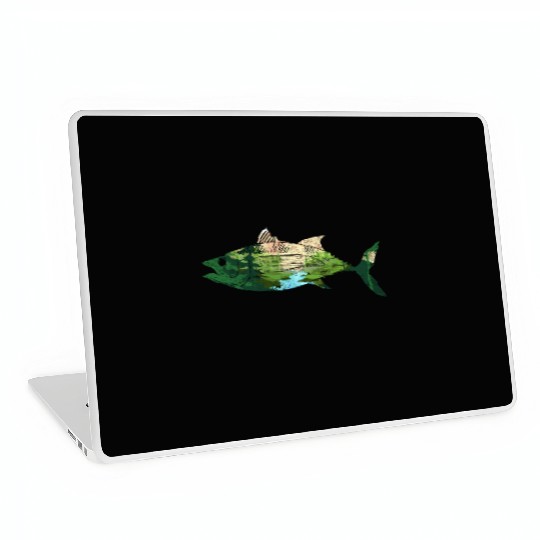 Fishing nature trees mountains fishing gift fish Laptop Skins