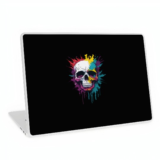 Colorful skull pain splash Laptop Skins