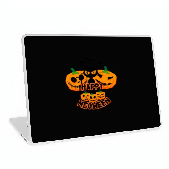 Happy Meoween Black Cat Laptop Skins