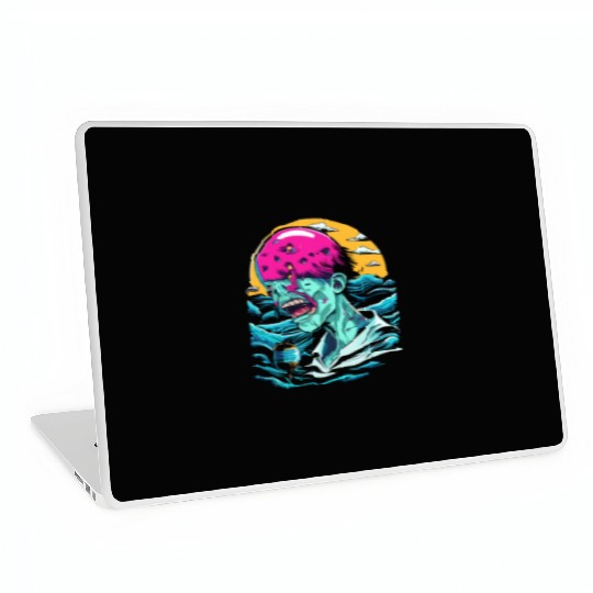 Sad Zombie In The Ocean Laptop Skins