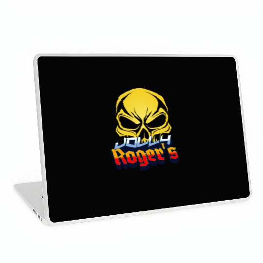 Jolly Roger Yellow Skull on a Purple Background Laptop Skins