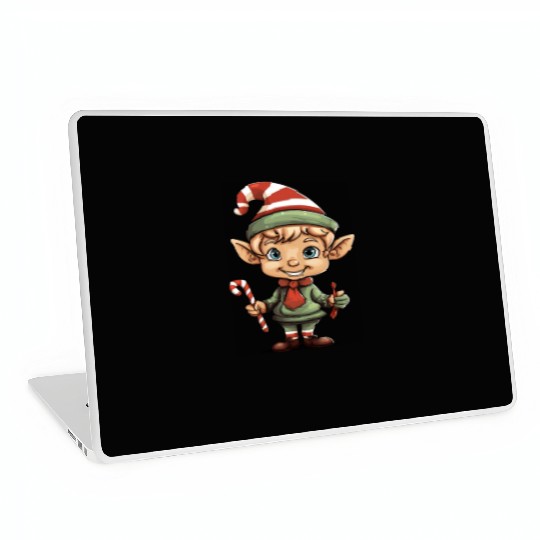 Christmas Elf Candy Cane X-Mas Pajamas Party Laptop Skins