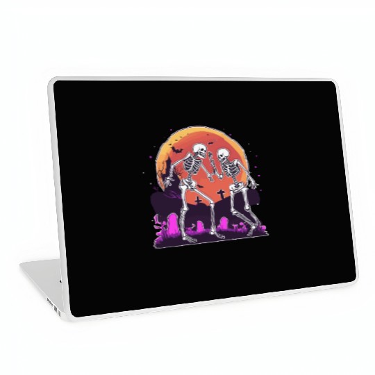 "Skeletal Dance-Off Under Neon Moon" Laptop Skins