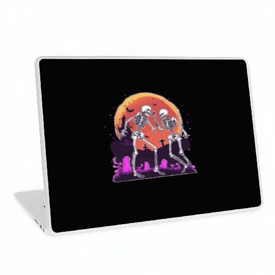 "Skeletal Dance-Off Under Neon Moon" Laptop Skins