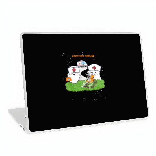 Funny Halloween Boo Boo Crew Ghost Nurse Laptop Skins