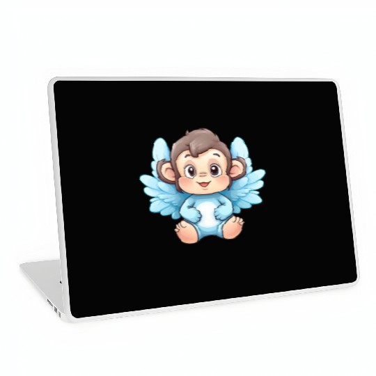 monkey chimpanzee angel wings cute kawaii Laptop Skins