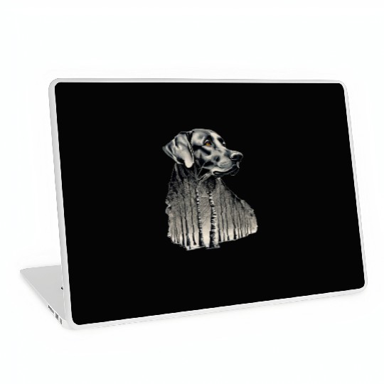 Funny black labrador charcoal drawing Laptop Skins