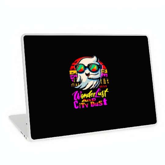 Halloween Ghost with Wanderlust avoiding City Dust Laptop Skins