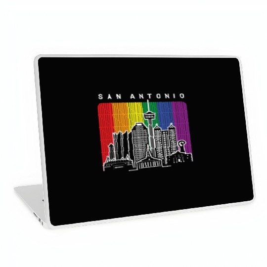 San Antonio Texas Rainbow Flag LGBTQAI Pride Laptop Skins