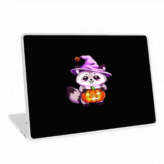 Cute Halloween raccoon Laptop Skins