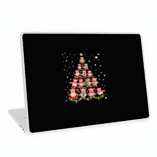 Pigs Christmas Tree Pigs Xmas Ornaments Laptop Skins
